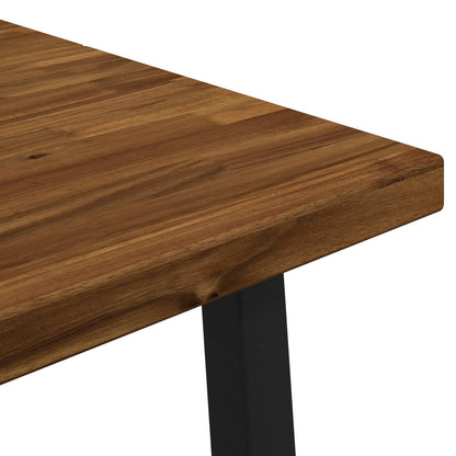 110 x 55 x 75 cm Legno di Acacia Massello Naturale e Nero