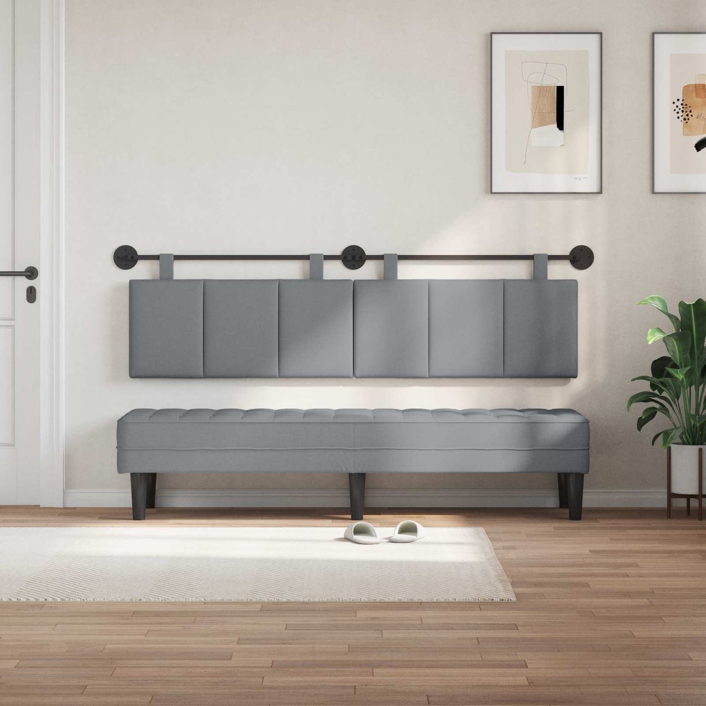 Testiera sospesa Grigio chiaro Tessuto | homemem39