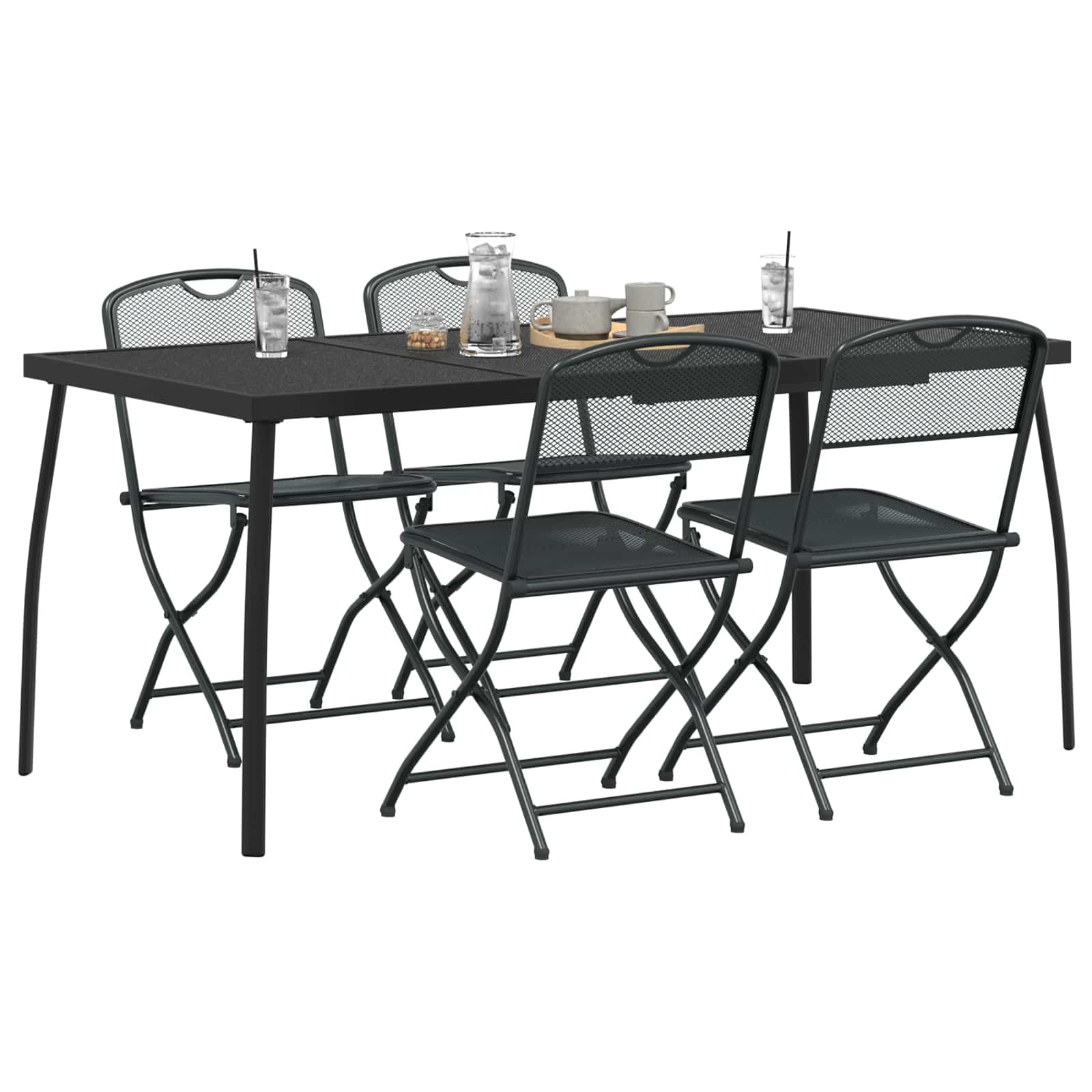Set di Mobili da Esterno 5 pcs Antracite Ferro e Acciaio | homemem39