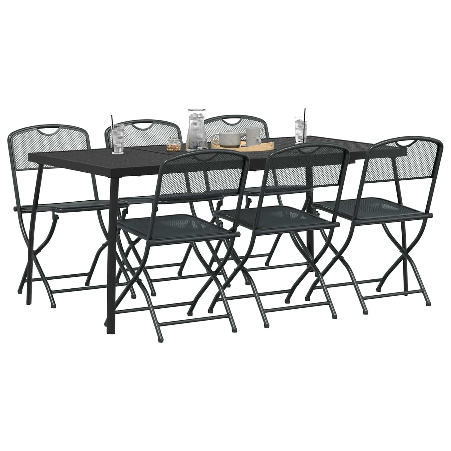 Set di Mobili da Esterno 7 pcs Antracite Ferro e Acciaio | homemem39