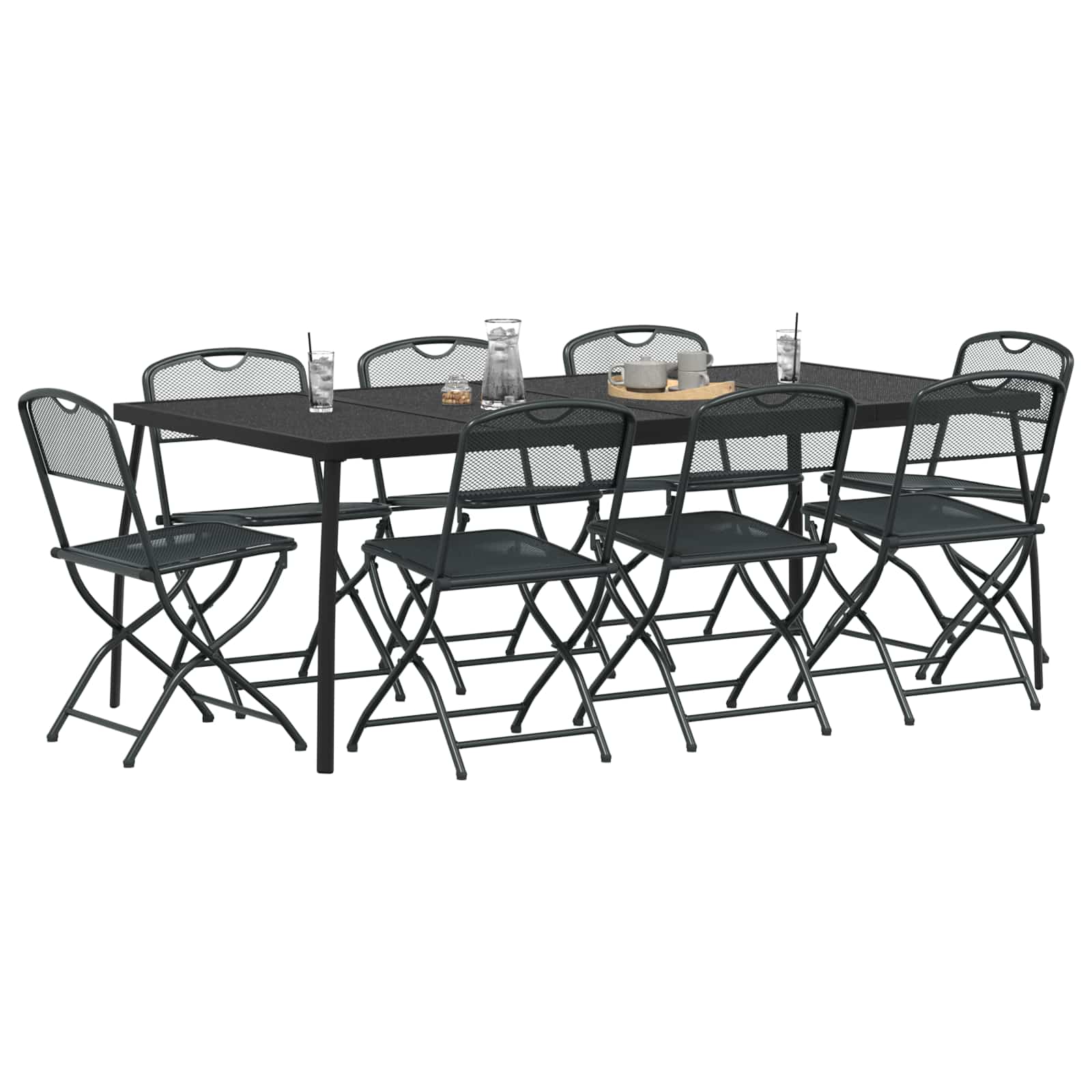 Set di Mobili da Esterno 9 pcs Antracite Ferro e Acciaio | homemem39