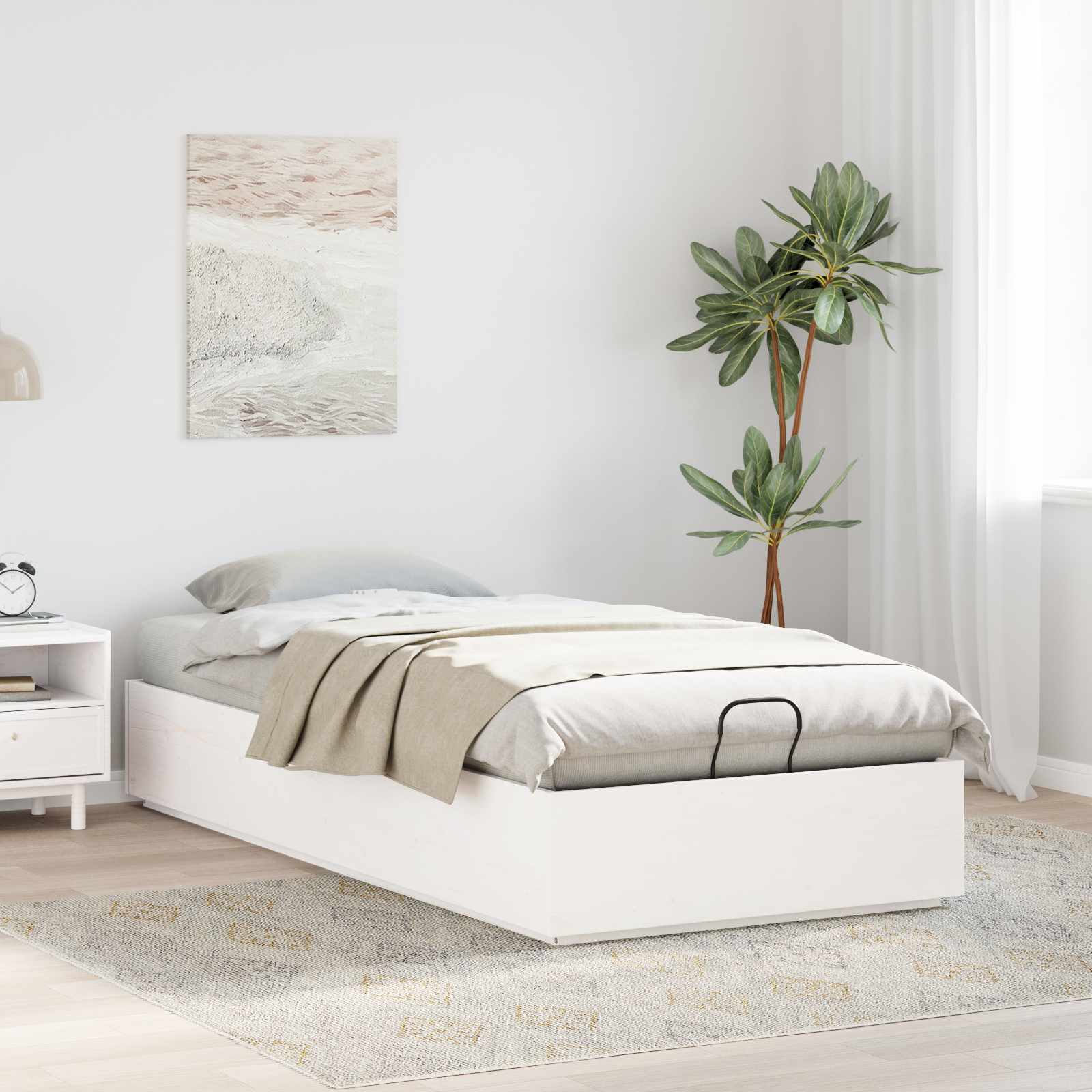 Letto ottomano Bianco 75 x 190 cm Legno di pino massiccio | homemem39