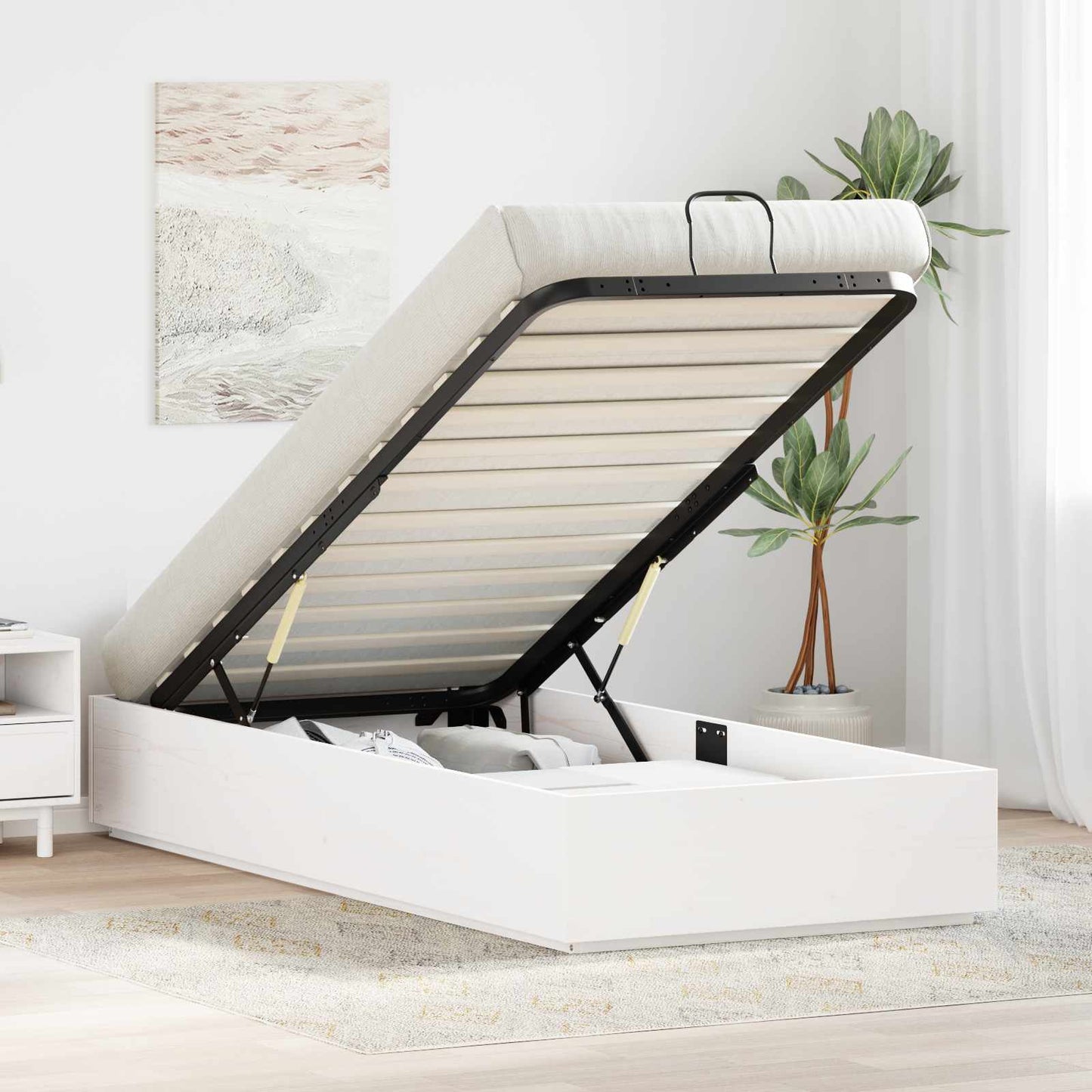 Letto ottomano Bianco 80 x 200 cm Legno di pino massiccio | homemem39