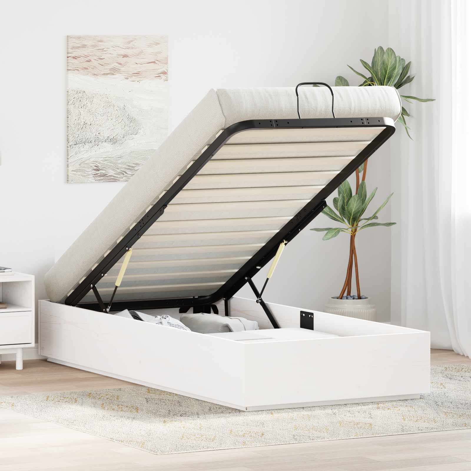 Letto ottomano Bianco 80 x 200 cm Legno di pino massiccio | homemem39