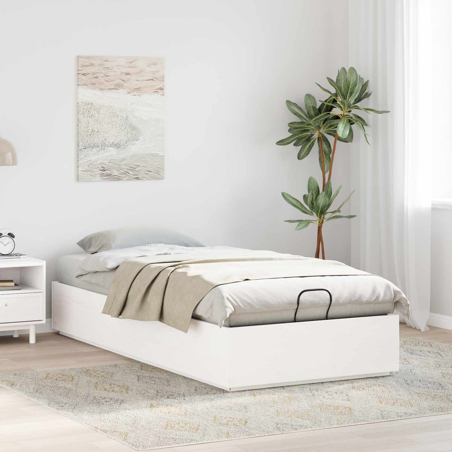 Letto ottomano Bianco 100 x 200 cm Legno di pino massiccio | homemem39