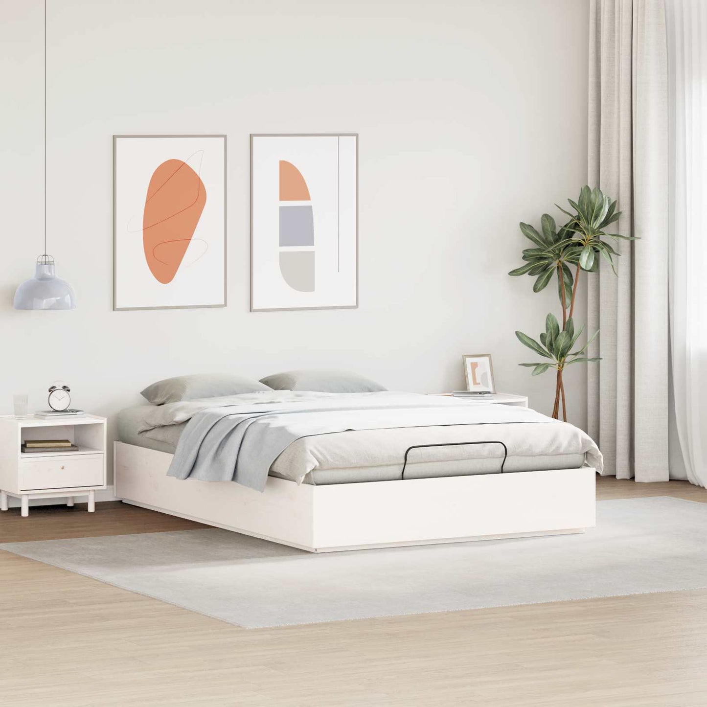 Letto ottomano Bianco 135 x 190 cm Legno di pino massiccio | homemem39