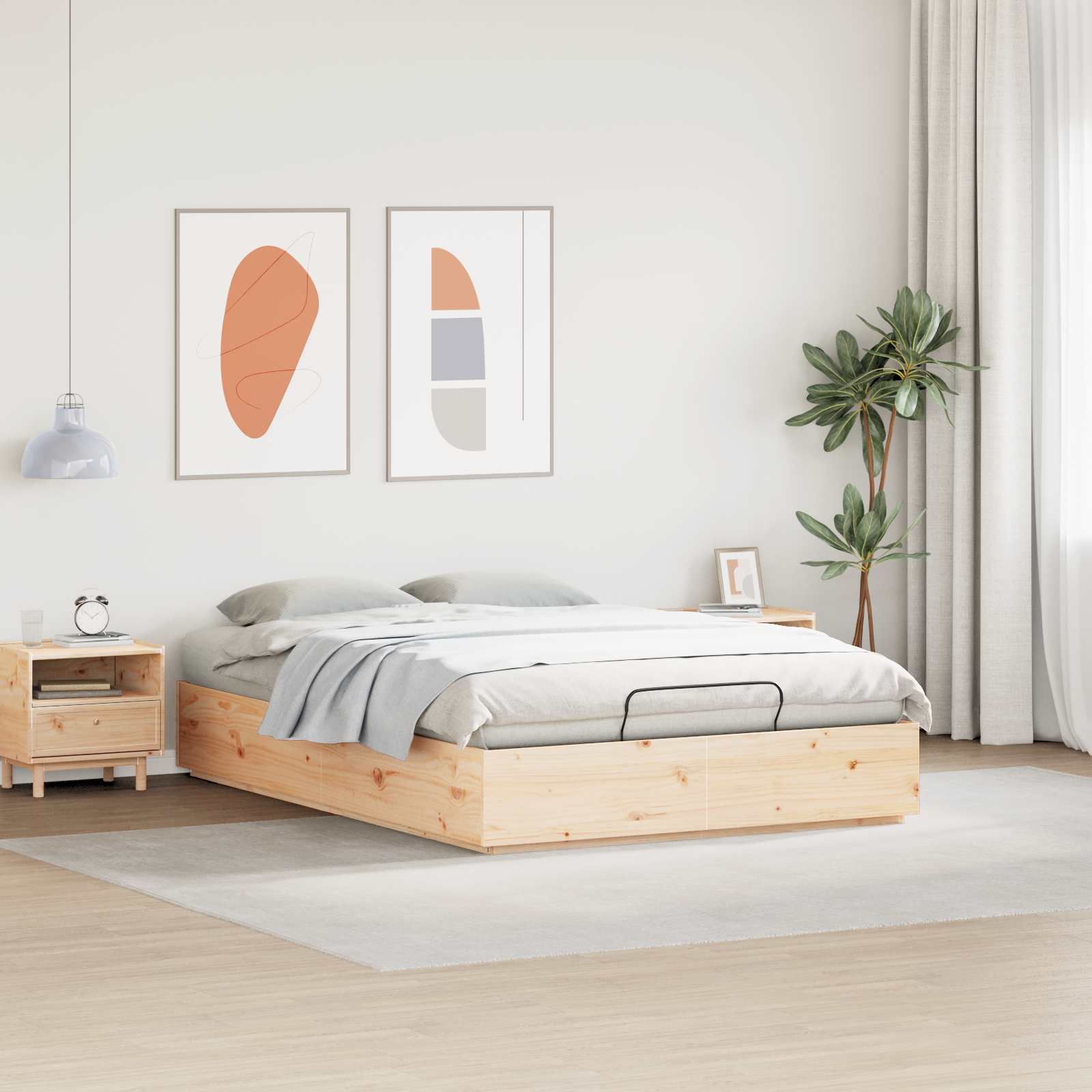 Letto ottomano Naturale 150 x 200 cm Legno di pino massiccio | homemem39