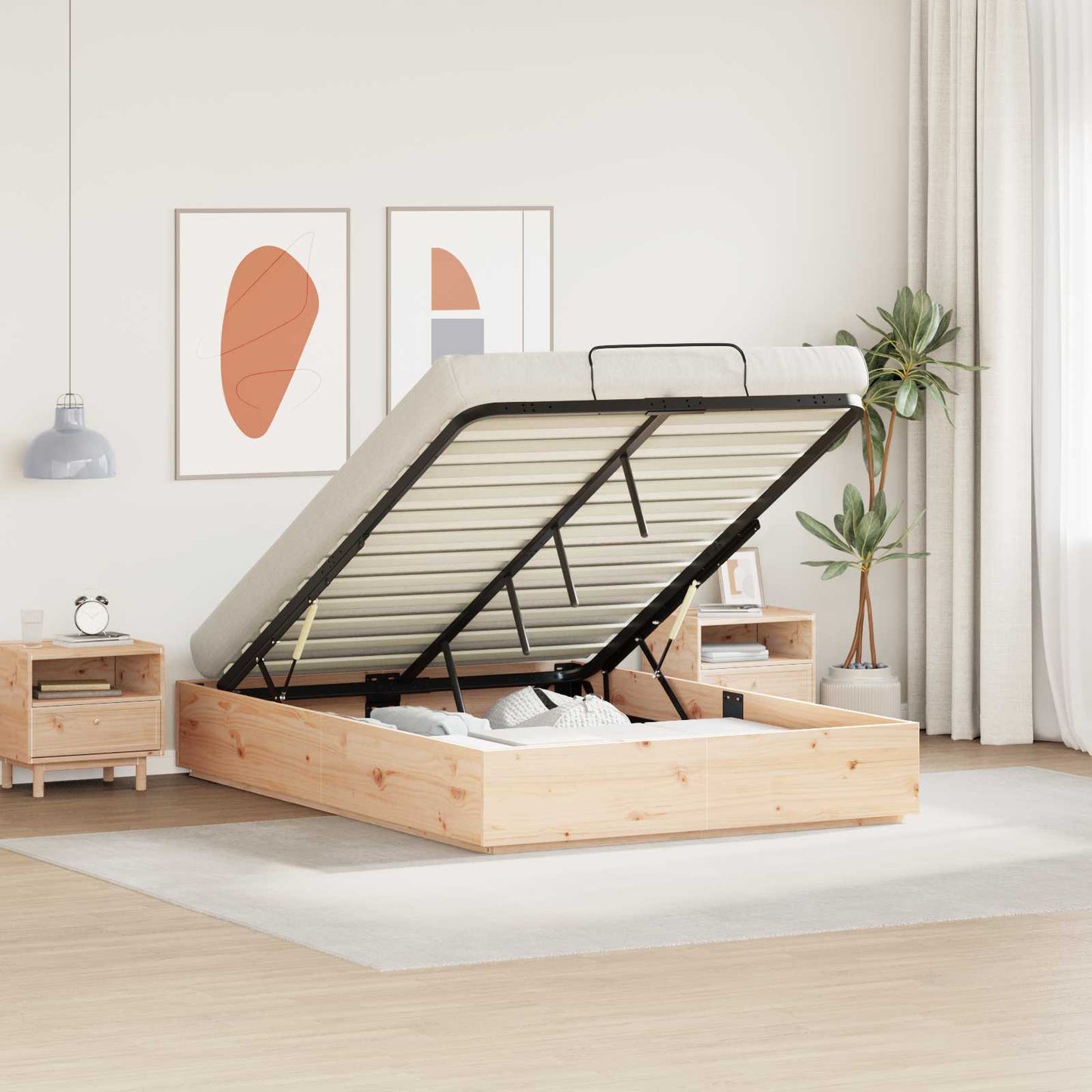 Letto ottomano Naturale 160 x 200 cm Legno di pino massiccio | homemem39