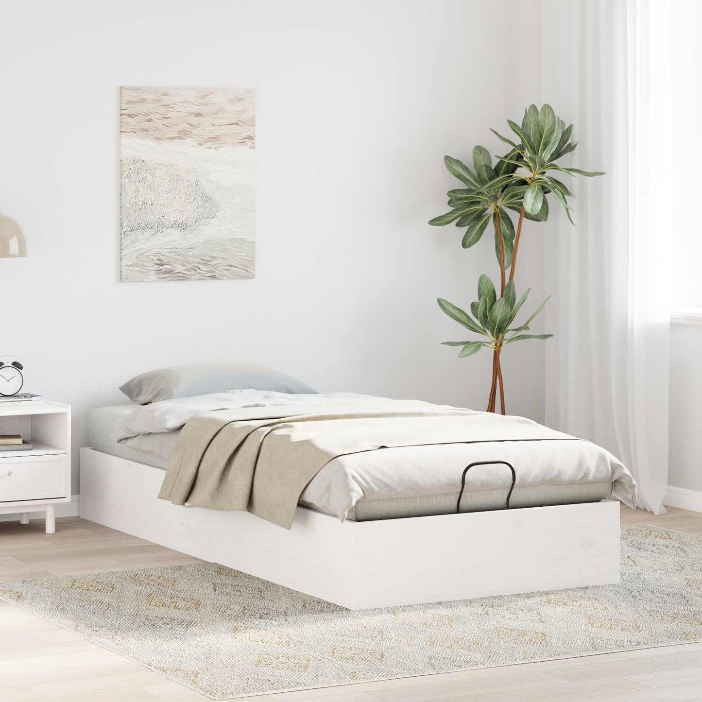 Telaio del Letto Ottomano con Ripostiglio Bianco 90 x 200 cm | homemem39