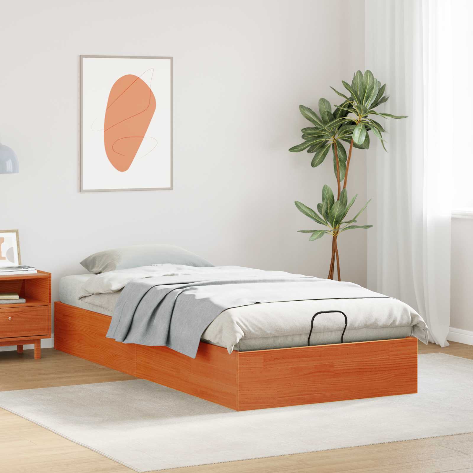 Telaio del Letto Ottomano con Ripostiglio Marrone Cera | homemem39