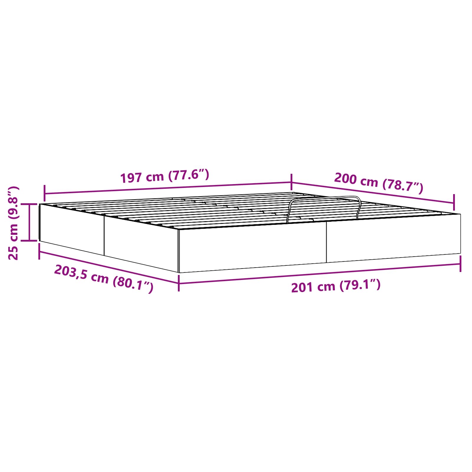 Telaio del Letto Ottomano con Ripostiglio Bianco 200 x 200 cm | homemem39