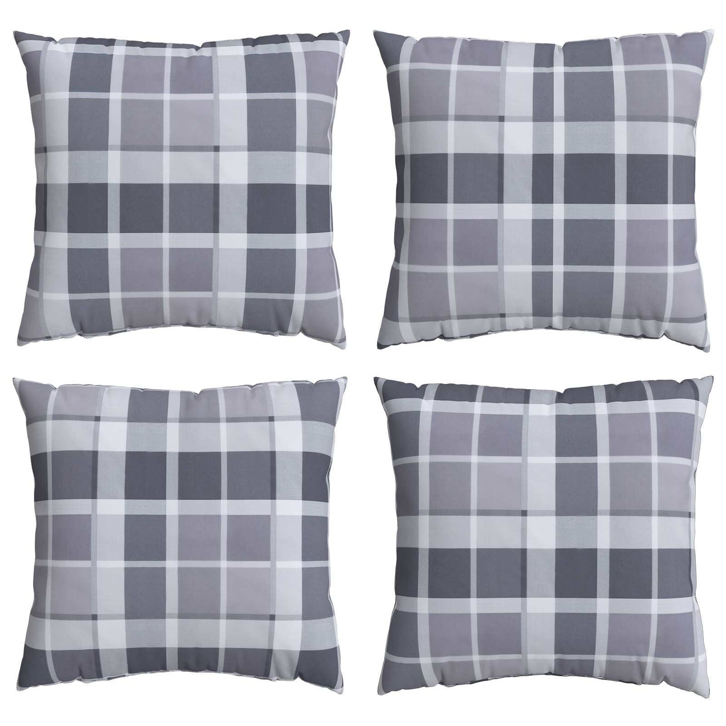 Cuscino da Esterno 4 pcs Grigio a quadri 50 x 50 cm Tessuto