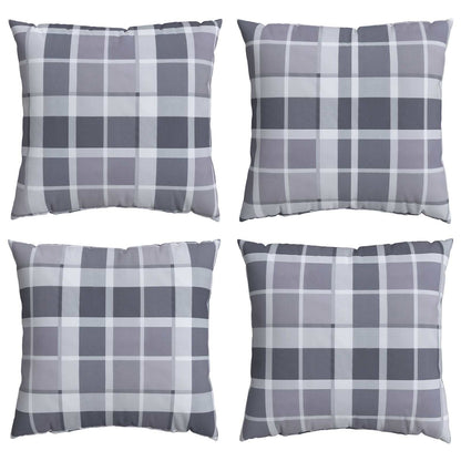Cuscino da Esterno 4 pcs Grigio a quadri 50 x 50 cm Tessuto