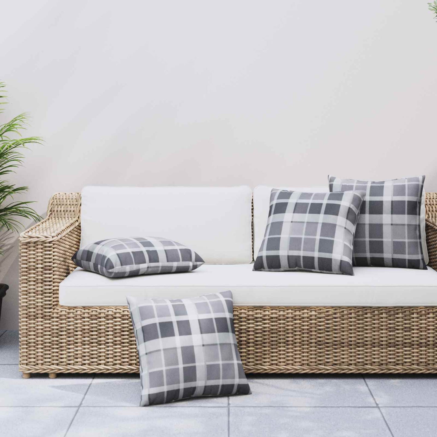 Cuscino da Esterno 4 pcs Grigio a quadri 60 x 60 cm Tessuto | homemem39