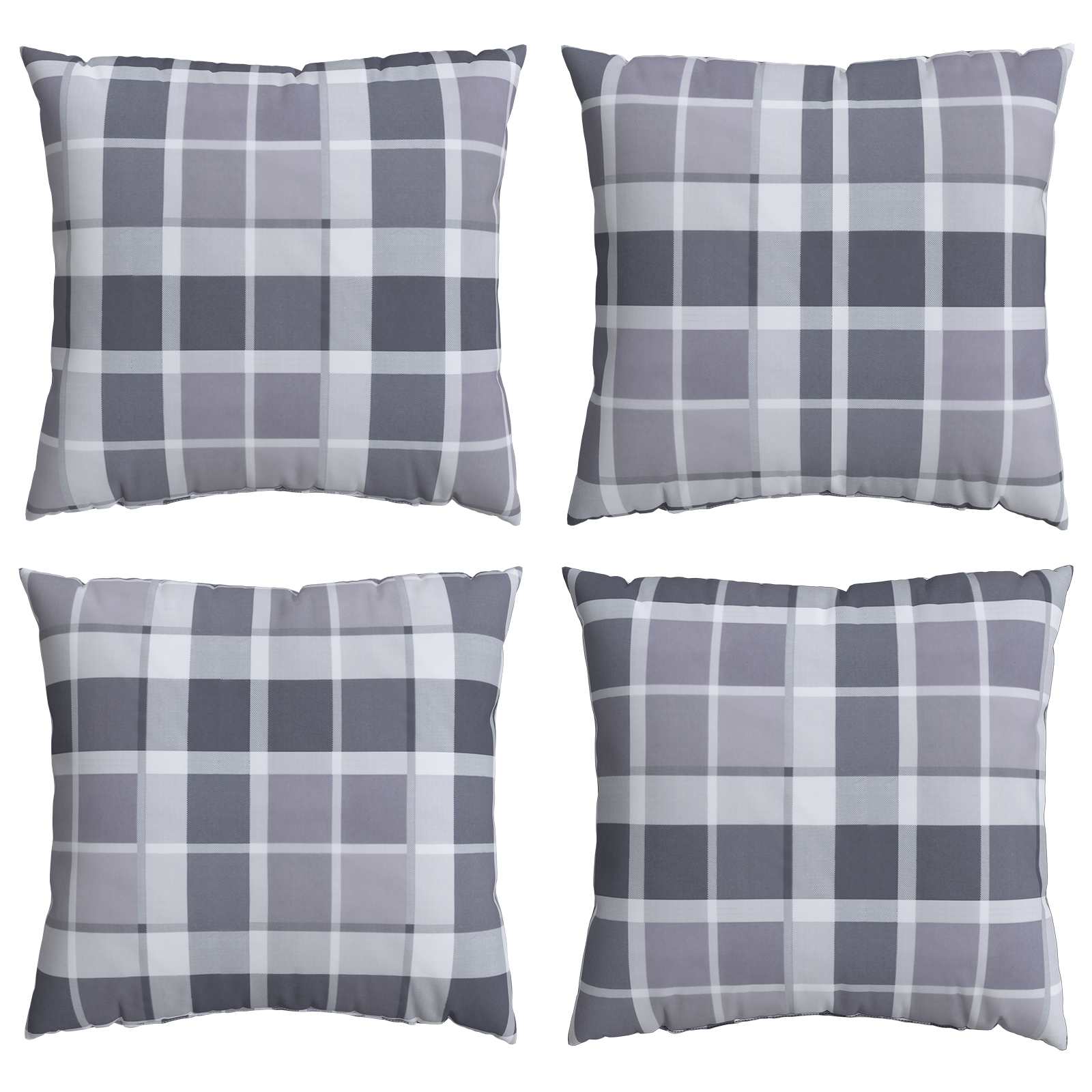 Cuscino da Esterno 4 pcs Grigio a quadri 60 x 60 cm Tessuto | homemem39