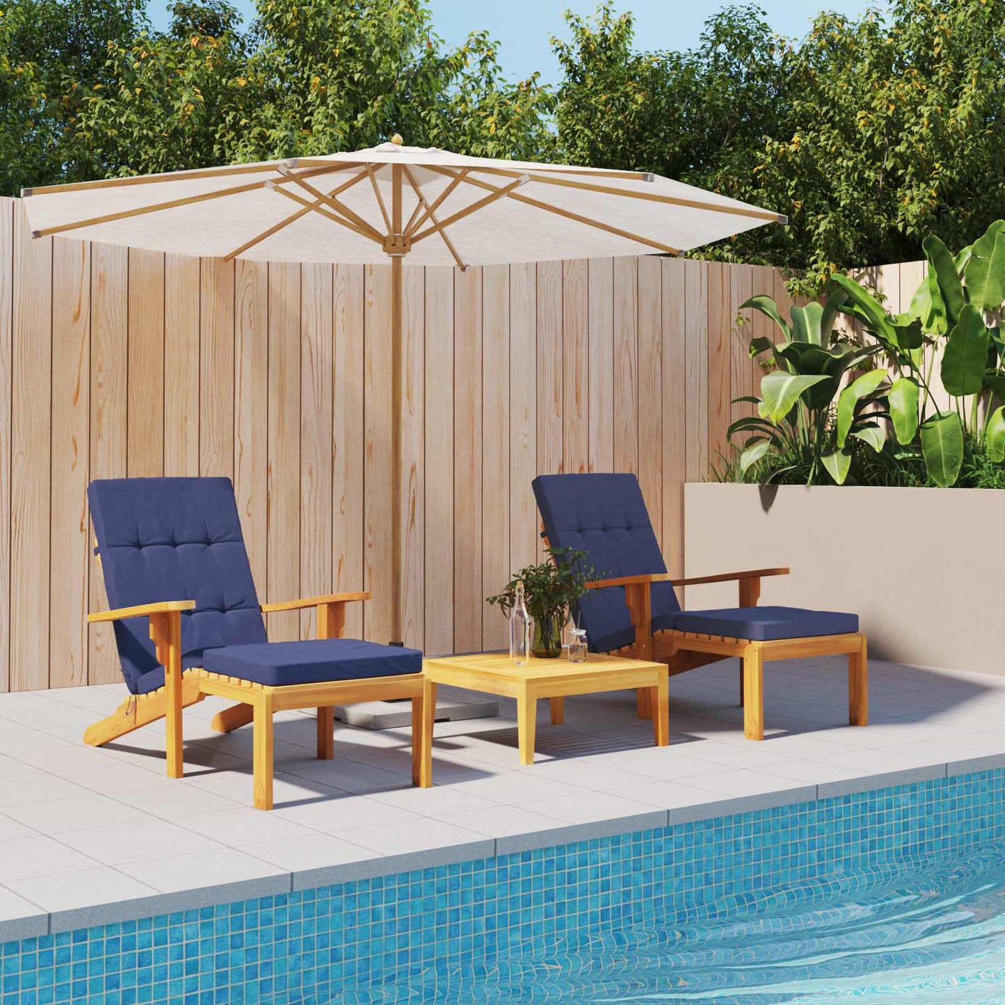 Cuscino da Esterno 2 pcs Blu navy 180 x 55 x 7 cm Tessuto | homemem39