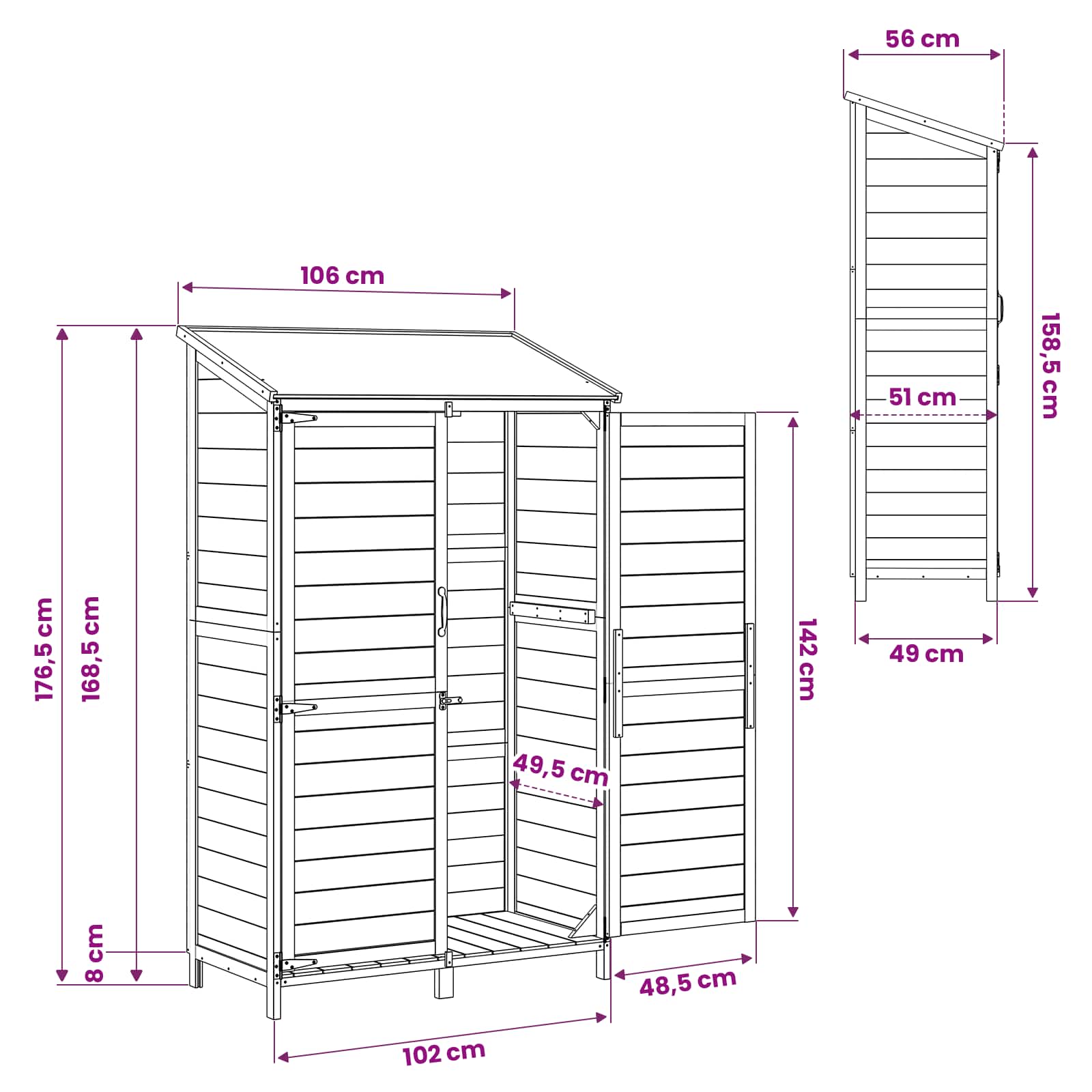 Capanno da Giardino con tetto Naturale 106,5 x 56 x 176 cm | homemem39