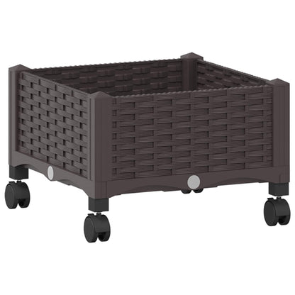 Vaso da Giardino con Ruote Marrone 40 x 40 x 29 cm PP | homemem39