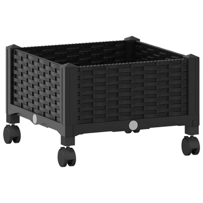 Vaso da Giardino con Ruote Nero 40 x 40 x 29 cm PP | homemem39