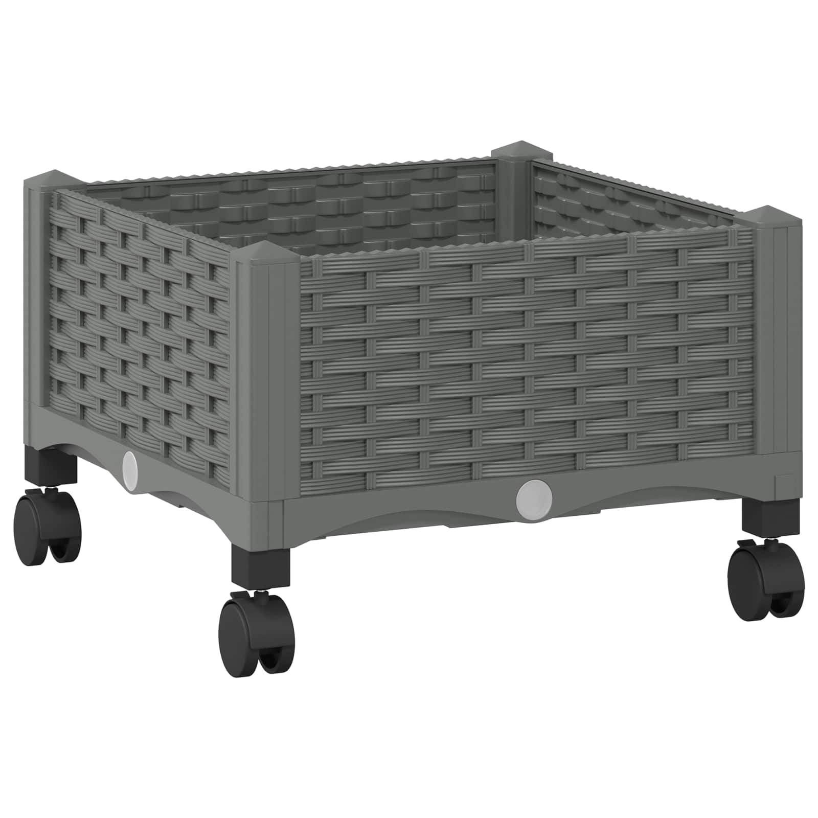 Vaso da Giardino con Ruote Grigio Chiaro 40 x 40 x 33 cm PP | homemem39