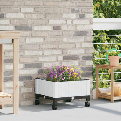 Vaso da Giardino con Ruote Bianco 40 x 40 x 33 cm PP | homemem39