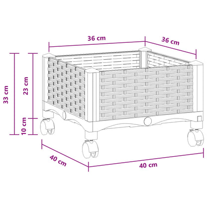 Vaso da Giardino con Ruote Bianco 40 x 40 x 33 cm PP | homemem39