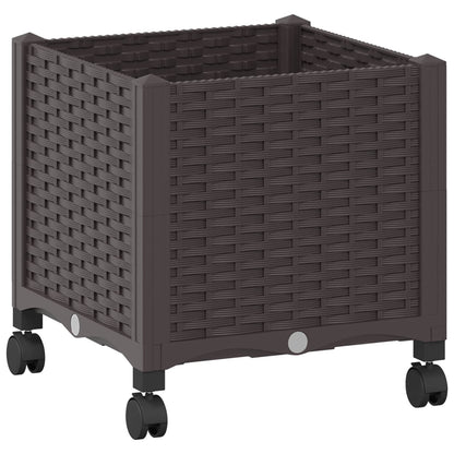 Vaso da Giardino con Ruote Marrone 40 x 40 x 44 cm PP | homemem39