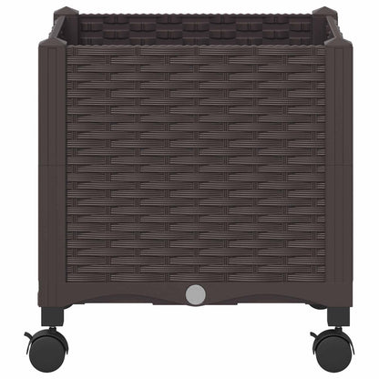 Vaso da Giardino con Ruote Marrone 40 x 40 x 44 cm PP | homemem39