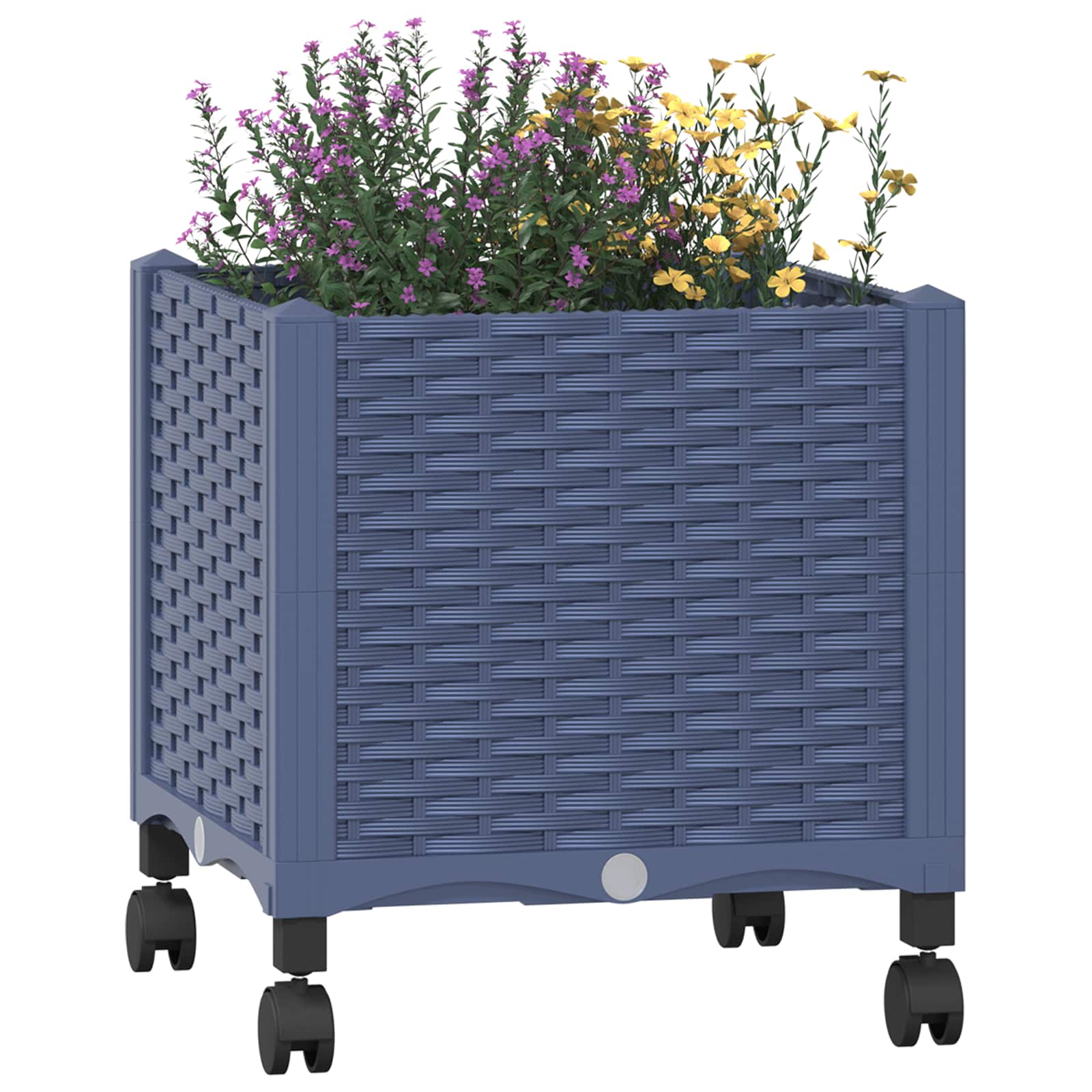Vaso da Giardino con Ruote Blu Grigio 40 x 40 x 48 cm PP | homemem39