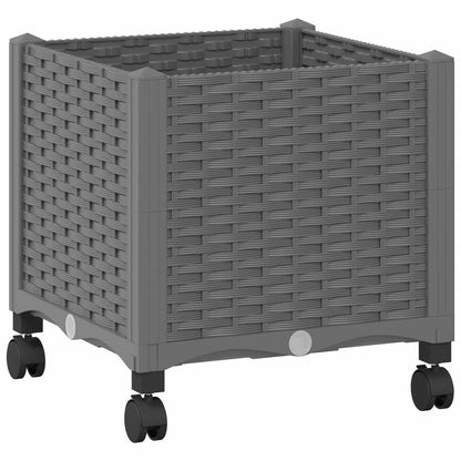 Vaso da Giardino con Ruote Grigio Chiaro 40 x 40 x 48 cm PP | homemem39