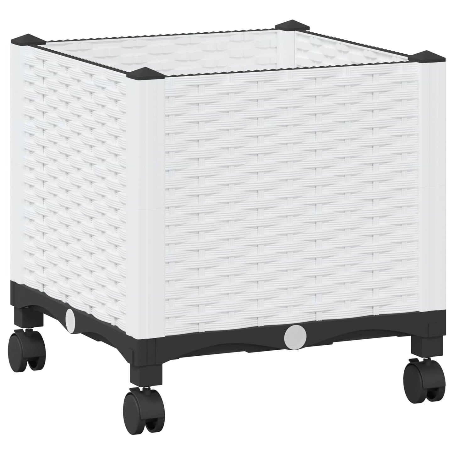 Vaso da Giardino con Ruote Bianco 40 x 40 x 48 cm PP | homemem39
