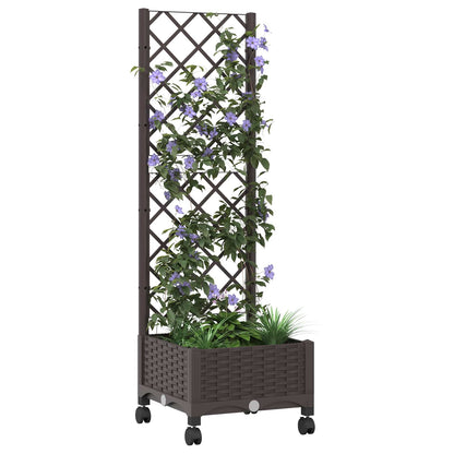 Vaso da giardino con grigliato e ruote Marrone PP | homemem39