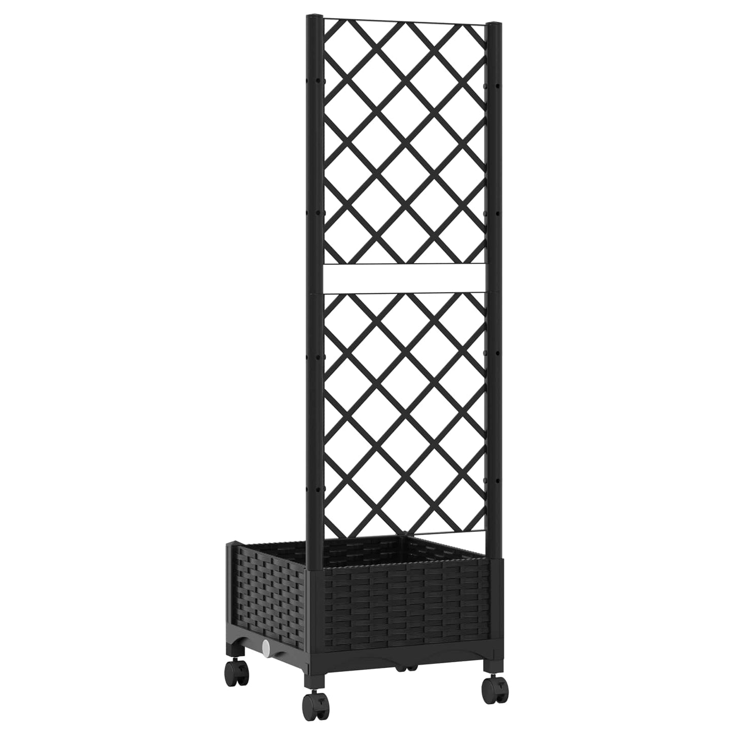 Vaso da giardino con grigliato e ruote Nero 40 x 40 x 131,5 cm | homemem39
