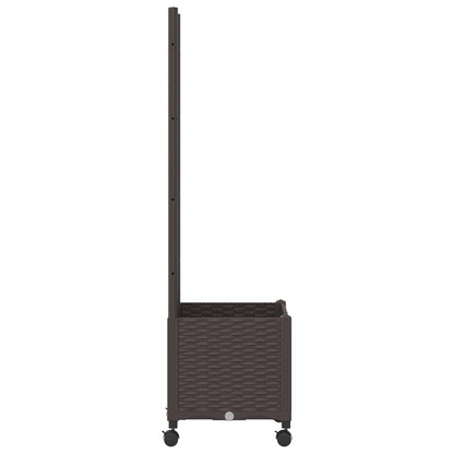 Vaso da giardino con grigliato e ruote Marrone 40 x 40 x 146 cm | homemem39