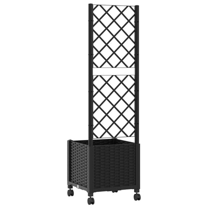 Vaso da giardino con grigliato e ruote Nero 40 x 40 x 146 cm PP | homemem39