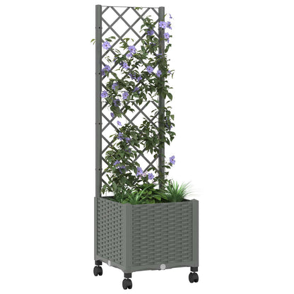 Vaso da giardino con grigliato e ruote Grigio Chiaro PP | homemem39