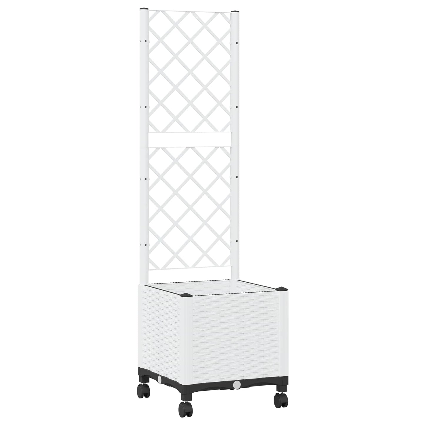 Vaso da giardino con grigliato e ruote Bianco 40 x 40 x 146 cm | homemem39