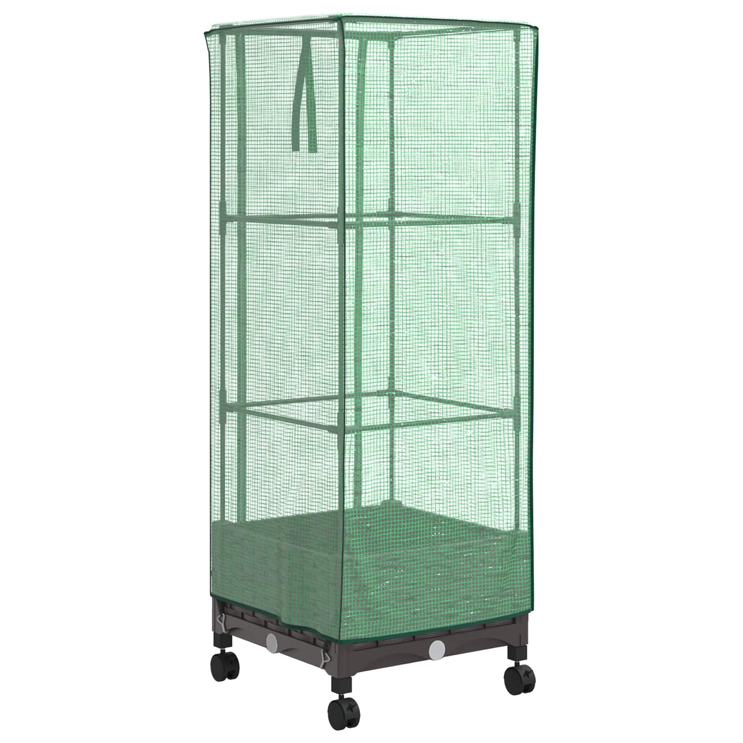Vaso da Giardino con Copertura per Serra e Ruote Marrone PP | homemem39