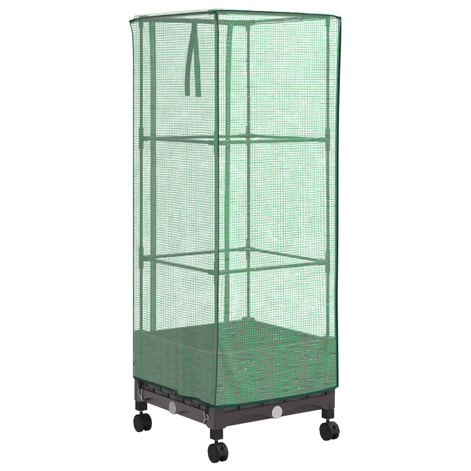 Vaso da Giardino con Copertura per Serra e Ruote Marrone PP | homemem39
