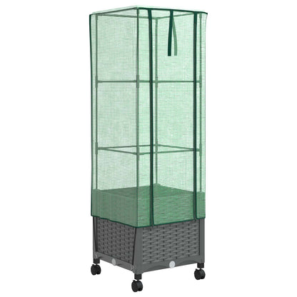 Vaso da Giardino con Copertura per Serra e Ruote Grigio Chiaro | homemem39