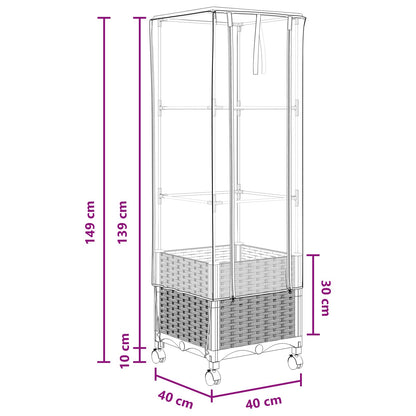 Vaso da Giardino con Copertura per Serra e Ruote Grigio Chiaro | homemem39