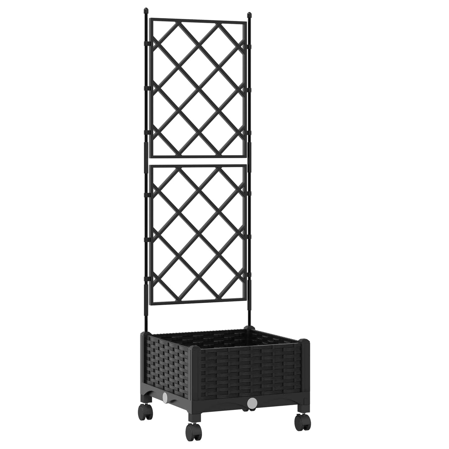 Vaso da giardino con grigliato e ruote Nero 40 x 40 x 131,5 cm | homemem39