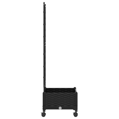 Vaso da giardino con grigliato e ruote Nero 40 x 40 x 131,5 cm | homemem39
