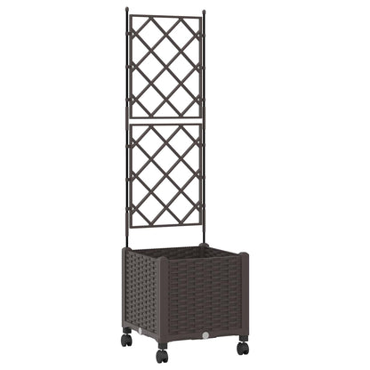 Vaso da giardino con grigliato e ruote Marrone 40 x 40 x 149 cm | homemem39