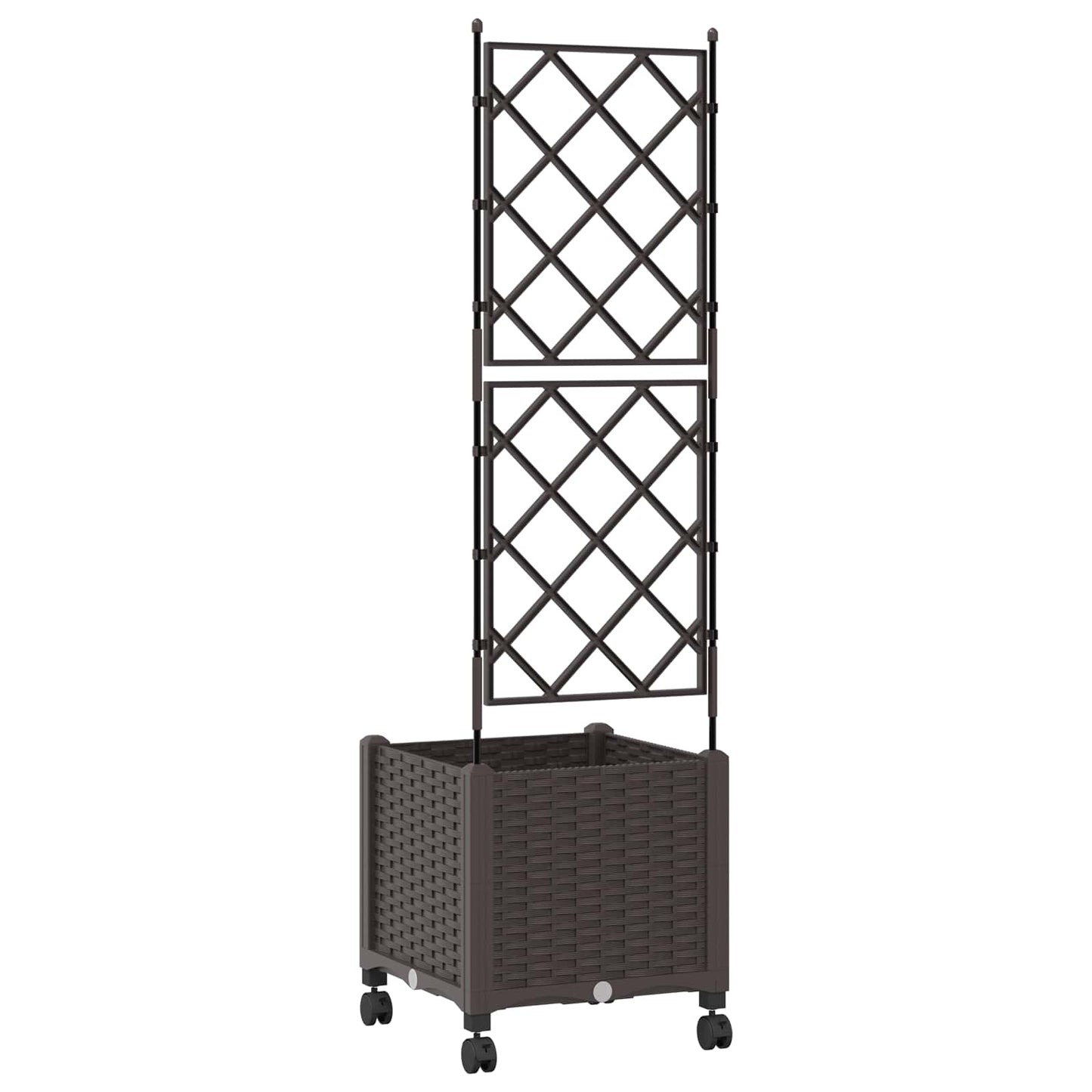 Vaso da giardino con grigliato e ruote Marrone 40 x 40 x 149 cm | homemem39
