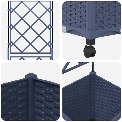 Vaso da giardino con grigliato e ruote Grigio 40 x 40 x 149 cm | homemem39
