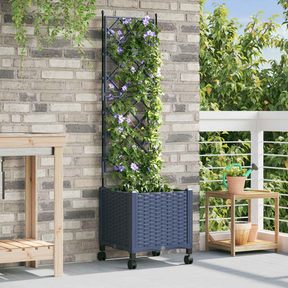 Vaso da giardino con grigliato e ruote Grigio 40 x 40 x 149 cm | homemem39