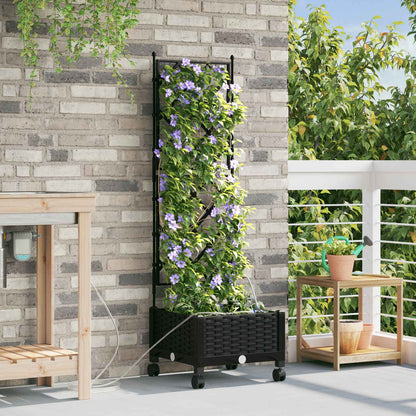 Vaso da Giardino con Irrigazione e Ruote Nero 40 x 40 x 132 cm | homemem39