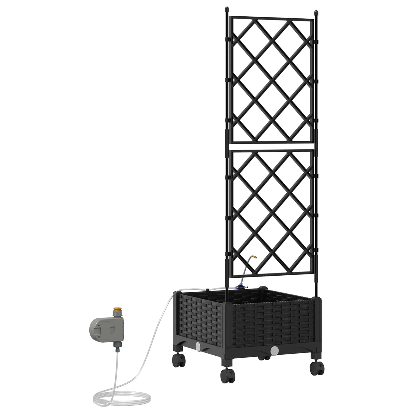 Vaso da Giardino con Irrigazione e Ruote Nero 40 x 40 x 132 cm | homemem39