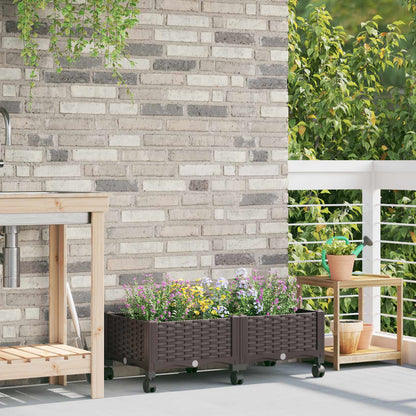 Vaso da Giardino con Ruote Marrone 80 x 40 x 29 cm PP | homemem39